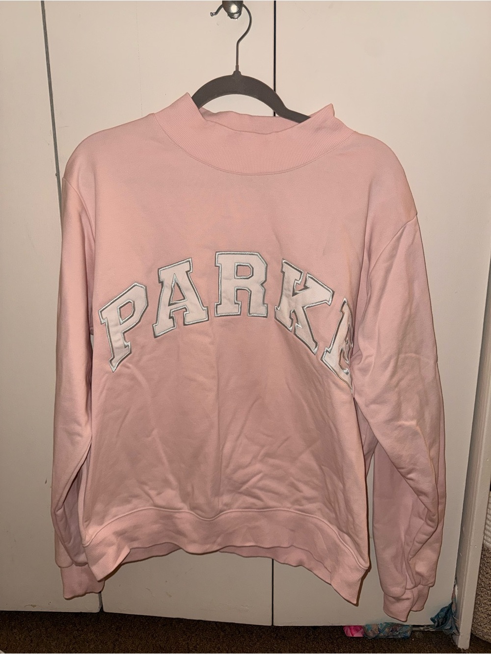 PARKE Light Pink Pullover Sweatshirt with Lettering